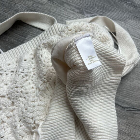 House of Harlow 1960 Womens Crochet Knit Crop Top cream boho revolve NWOT Large - Picture 7 of 7